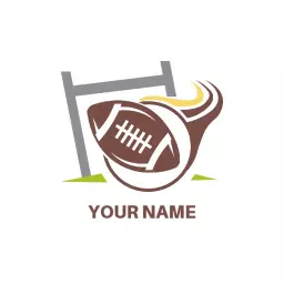 Dynamic Rugby Ball in Motion with Goalposts Logo Template
