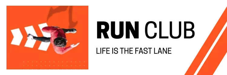 Dynamic Running Action on Bold Orange Background Twitter Banner Template
