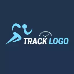 Dynamic Running Figure in Blue for Track Sport Logo Template
