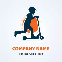 Dynamic Silhouette of a Child Riding a Scooter Logo Template