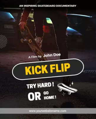 Dynamic Skateboarding Film Kick Flip Documentary Poster Template