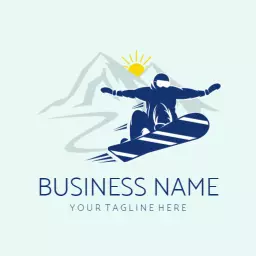 Dynamic Snowboarder in Action Against Mountain Peaks Logo Template
