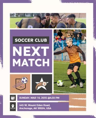 Dynamic Soccer Club Next Match Announcement Poster Template