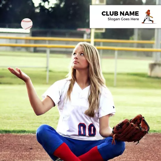 Dynamic Softball Action Pose on Field Poster Template