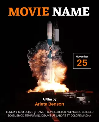 Dynamic Space Launch Sci-Fi Movie Poster Template