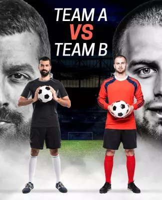 Dynamic Sport Rivalry Soccer Match Teams A vs B Poster Template