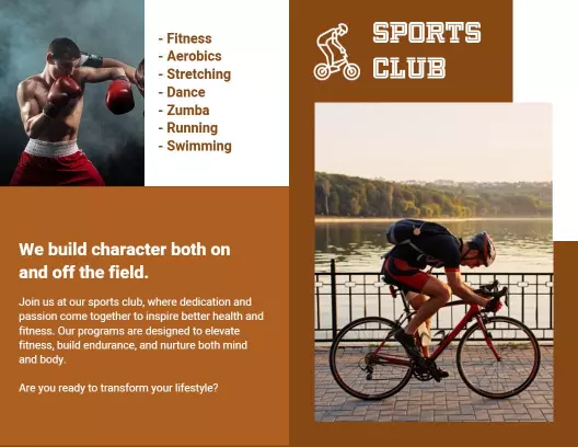 Dynamic Sports Club Fitness Programs and Activities Brochure Template
