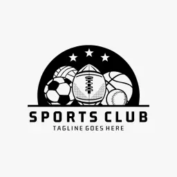 Dynamic Sports Club Logo Featuring Multiple Sports Balls Logo Template