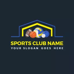 Dynamic Sports Elements Featuring Yellow and Blue Logo Template