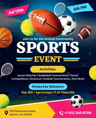 Dynamic Sports Event featuring Tournaments and Competitions Poster Template