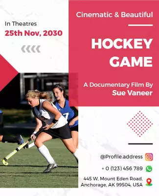 Dynamic Sports-Themed Documentary Hockey Game Poster Template