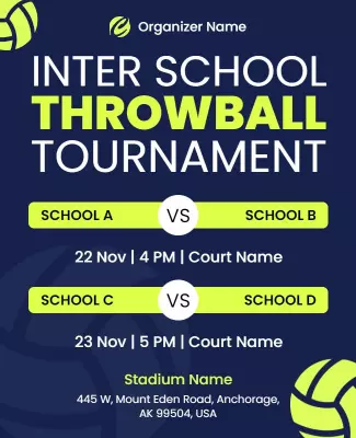 Dynamic Sports-Themed Throwball Tournament Poster Template