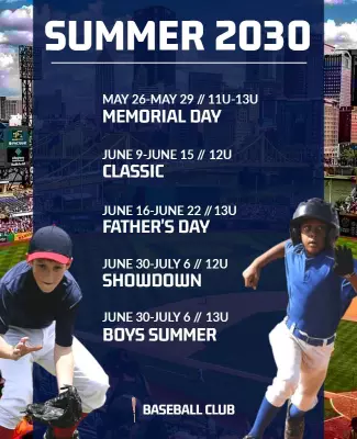 Dynamic Sports Themed Youth Baseball Summer Schedule Poster Template