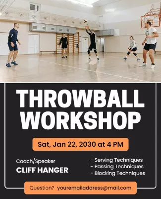 Dynamic Sports Throwball Workshop Training Skills Poster Template