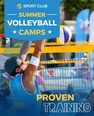 Dynamic Summer Volleyball Camps Training Poster Template