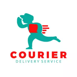 Dynamic Teal and Red Logo Representing Fast Courier Delivery Service Logo Template