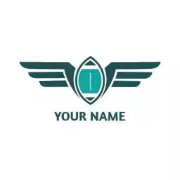 Dynamic Teal and Winged Design for Rugby Sports Logo Template