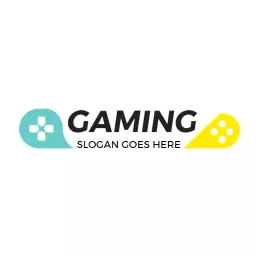 Dynamic Teal and Yellow Gamer Interaction Creative Logo Template