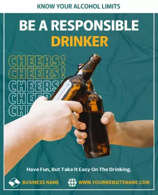 Dynamic Teal Responsible Drinking Awareness Poster Template