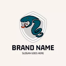 Dynamic Teal Snake Design Within Shield Emblem Logo Template