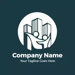 Dynamic Team Collaboration with Urban Skyline Design Logo Template