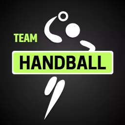 Dynamic Team Handball Action Graphic with Bright Green Logo Template