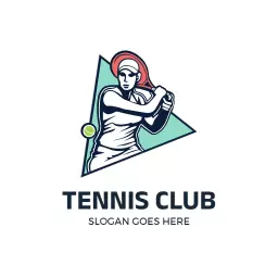 Dynamic Tennis Player in Action Representing Sports Club Logo Template