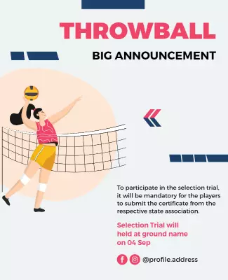 Dynamic Throwball Selection Trial Announcement Poster Template
