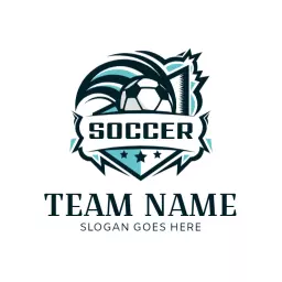 Dynamic Turquoise and Black Football Team Logo Design Logo Template