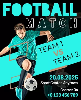 Dynamic Turquoise Football Match Tournament Poster Template