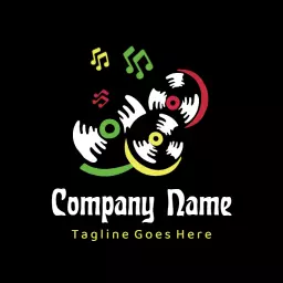 Dynamic Vinyl Records Celebrating Vibrant Reggae Culture Logo Template