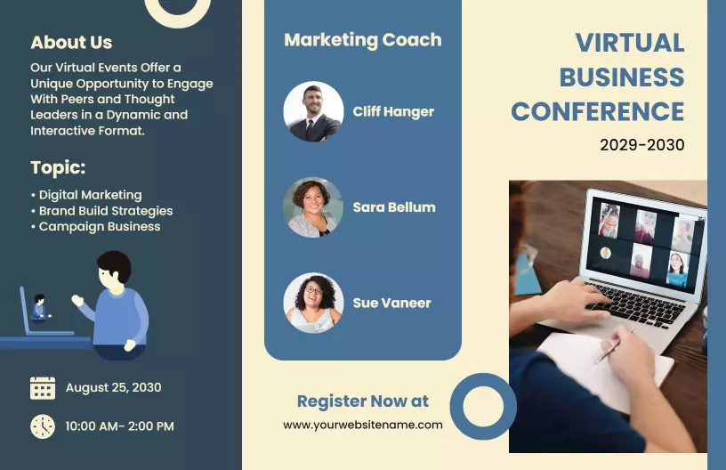Dynamic Virtual Business Conference Marketing Brochure Template