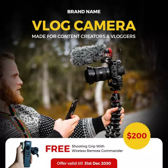 Dynamic Vlog Camera Promotion for Content Creators Ad Template