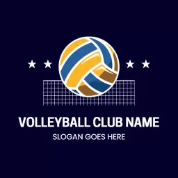 Dynamic Volleyball Club Logo with Bold Colors and Net Design Logo Template