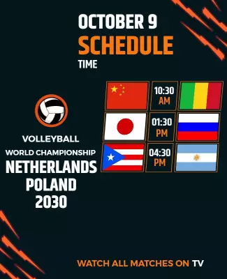 Dynamic Volleyball World Championship October 9 Schedule Poster Template