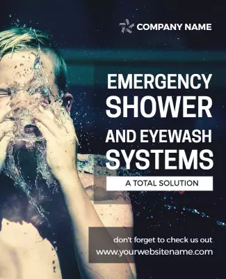 Dynamic Water Splash Emergency Shower Systems Poster Template