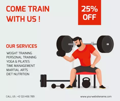 Dynamic Weight Training and Fitness Services Promotion Ad Template