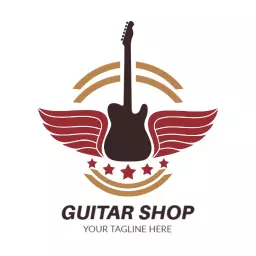 Dynamic Winged Guitar Design Celebrating Musical Passion Logo Template