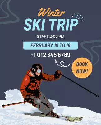 Dynamic Winter Ski Trip Adventure Poster Template