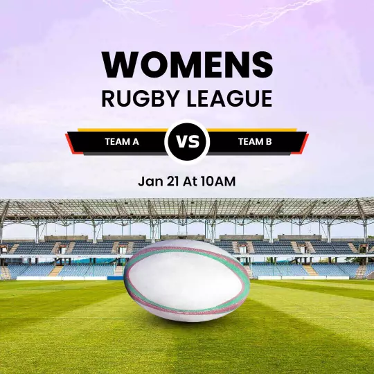 Dynamic Women's Rugby League Match Promotion Ad Template