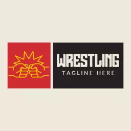 Dynamic Wrestling Action Featuring Bold Colors and Design Logo Template