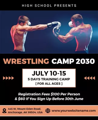 Dynamic Wrestling Training Camp for All Ages Poster Template