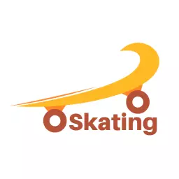 Dynamic Yellow and Brown Skateboard Design for Skating Logo Template