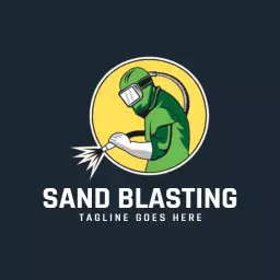 Dynamic Yellow and Green Sand Blasting Worker Logo Template