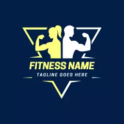 Dynamic Yellow and White Silhouettes Showcasing Fitness Logo Template