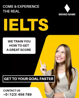Dynamic Yellow IELTS Training Experience Flyer Template