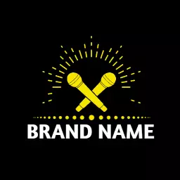 Dynamic Yellow Microphones Showcasing Rapper Brand Logo Template