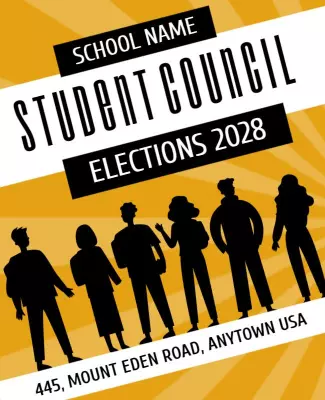 Dynamic Yellow Student Council Elections Announcement Poster Template