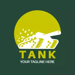 Dynamic Yellow Tank Design Emphasizing Military Power Logo Template