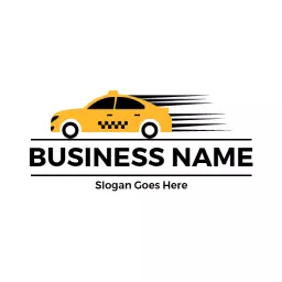 Dynamic Yellow Taxi in Motion Representing Fast Transport Logo Template